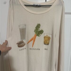 Wildfox Cream Holiday Graphic Top